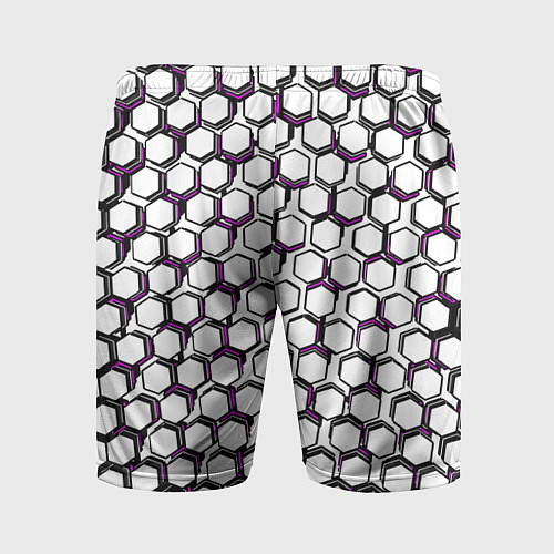 Мужские спортивные шорты Киберпанк узор из шестиугольников розовый / 3D-принт – фото 2
