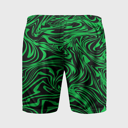 Мужские спортивные шорты Узор на черном фоне с ярким зеленым абстрактным ди / 3D-принт – фото 2