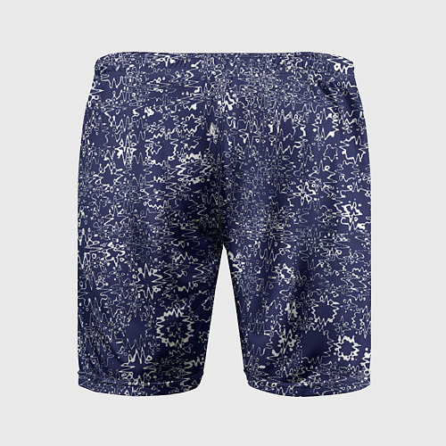 Мужские спортивные шорты Тёмно-синий с белым абстрактный искажение / 3D-принт – фото 2
