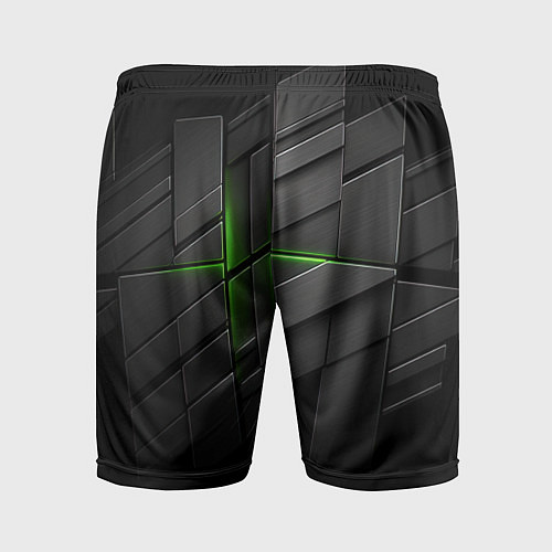 Мужские спортивные шорты Футуристическая абстракция с зеленым неоновым свет / 3D-принт – фото 2