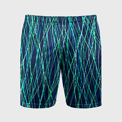 Мужские спортивные шорты Тёмно-синий абстрактный неоновые линии
