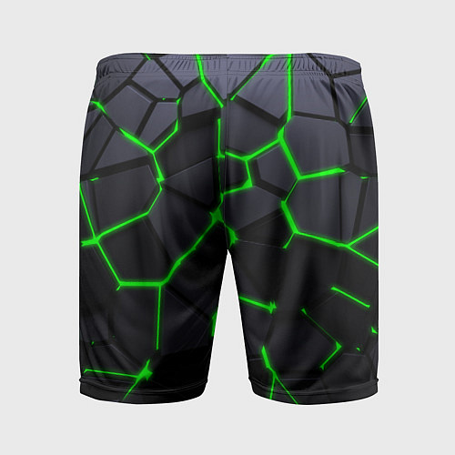 Мужские спортивные шорты Зеленые плиты киберпанк / 3D-принт – фото 2