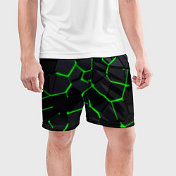 Шорты спортивные мужские Зеленые плиты киберпанк, цвет: 3D-принт — фото 2