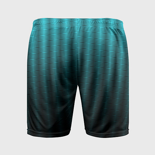 Мужские спортивные шорты Градиент полосатый чёрно-бирюзовый / 3D-принт – фото 2