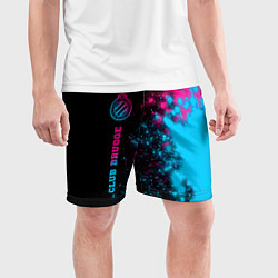 Шорты спортивные мужские Club Brugge - neon gradient по-вертикали, цвет: 3D-принт — фото 2