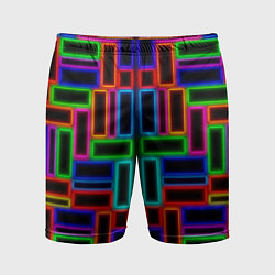 Шорты спортивные мужские Цветные светящиеся прямоугольники, цвет: 3D-принт