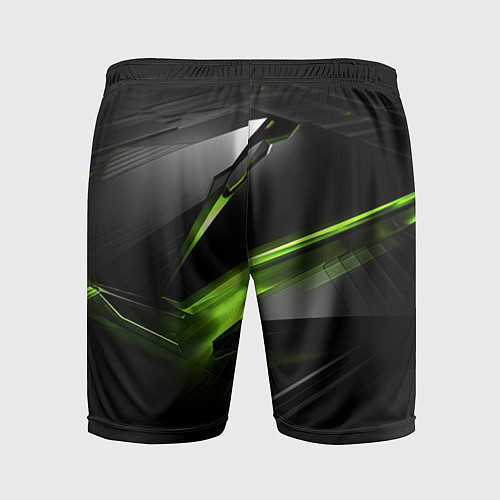 Мужские спортивные шорты Зеленая абстрактная конструкция в стиле nvidia / 3D-принт – фото 2