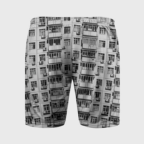 Мужские спортивные шорты Панелька в черно-белых тонах / 3D-принт – фото 2