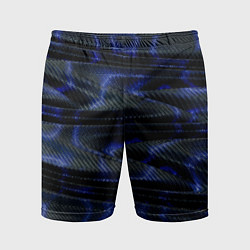 Шорты спортивные мужские Темно синие карбоновые волны, цвет: 3D-принт