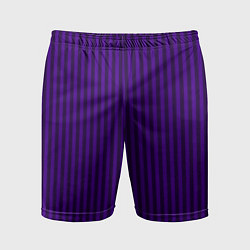 Шорты спортивные мужские Яркий фиолетовый в полоску, цвет: 3D-принт
