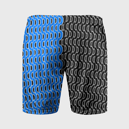 Мужские спортивные шорты Чёрно-синий паттерн с белой обводкой / 3D-принт – фото 2