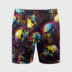 Мужские спортивные шорты Разноцветные черепушки с щупальцами