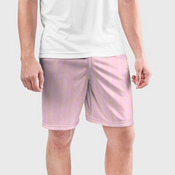 Шорты спортивные мужские Бледный розово-жёлтый полосатый, цвет: 3D-принт — фото 2