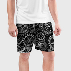 Шорты спортивные мужские Стимпанк стальные механизмы паттерн, цвет: 3D-принт — фото 2