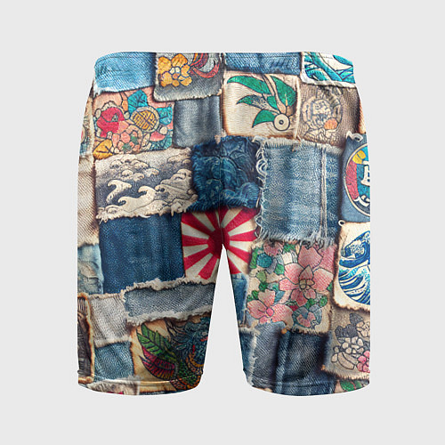 Мужские спортивные шорты Японское художество пэчворк / 3D-принт – фото 2