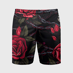Мужские спортивные шорты Череп и красные розы
