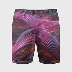 Шорты спортивные мужские Волны и гексагон сетка, цвет: 3D-принт