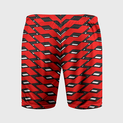 Мужские спортивные шорты Красная броня с белыми прорезями / 3D-принт – фото 2
