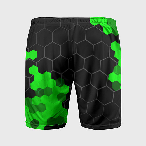 Мужские спортивные шорты Nissan green sport hexagon / 3D-принт – фото 2