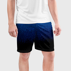Шорты спортивные мужские Градиент сине-чёрный текстурный, цвет: 3D-принт — фото 2