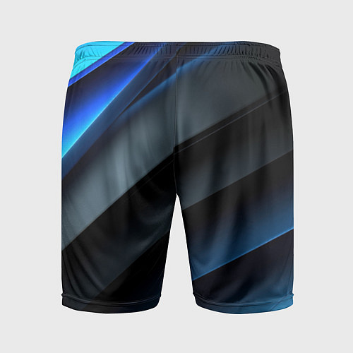 Мужские спортивные шорты Темная синяя стильная абстракция на черном фоне / 3D-принт – фото 2