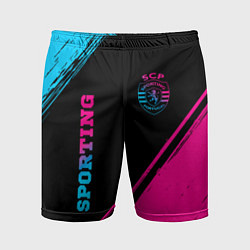 Мужские спортивные шорты Sporting - neon gradient вертикально