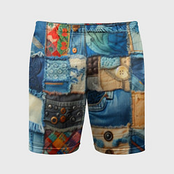 Мужские спортивные шорты Vanguard denim patchwork - ai art