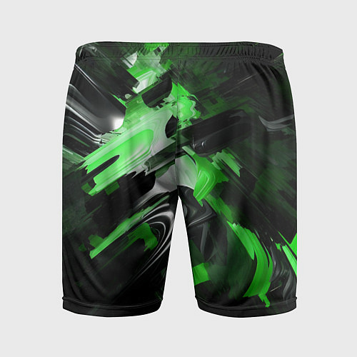 Мужские спортивные шорты Green dark abstract geometry style / 3D-принт – фото 2