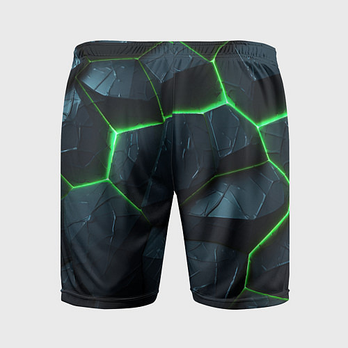 Мужские спортивные шорты Abstract dark green geometry style / 3D-принт – фото 2