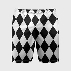 Шорты спортивные мужские Арлекин черно-белый, цвет: 3D-принт
