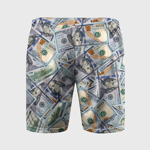 Мужские спортивные шорты Банкноты сто долларов / 3D-принт – фото 2