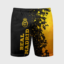 Шорты спортивные мужские Real Madrid - gold gradient по-вертикали, цвет: 3D-принт