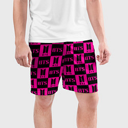 Шорты спортивные мужские BTS pattern pink logo, цвет: 3D-принт — фото 2