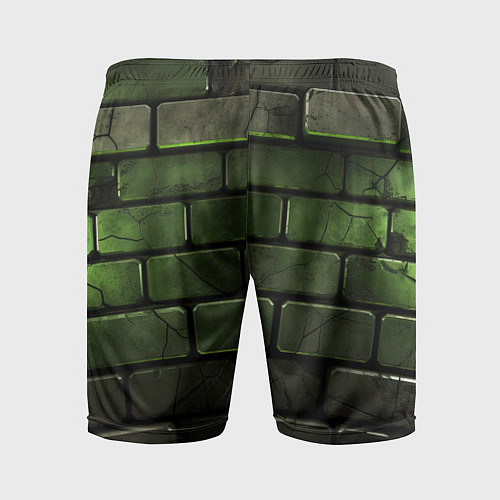 Мужские спортивные шорты Зеленые неоновые кирпичи / 3D-принт – фото 2