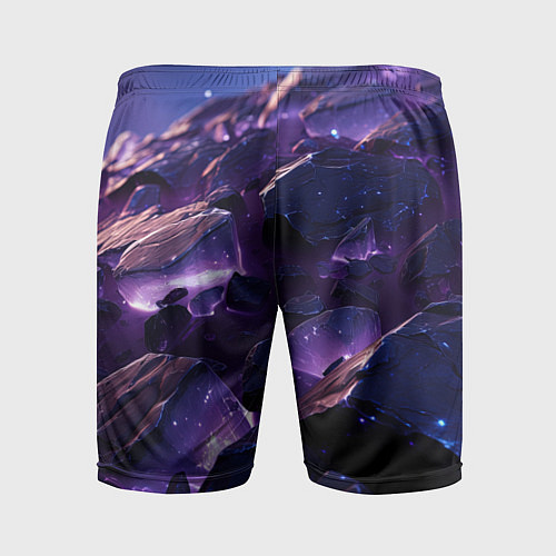 Мужские спортивные шорты Фиолетовые неоновые камни со светом / 3D-принт – фото 2