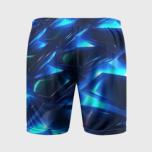 Мужские спортивные шорты Синие абстрактные неоновые плиты / 3D-принт – фото 2