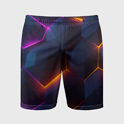 Мужские спортивные шорты Неоновая яркая геометрическая абстракция со светом