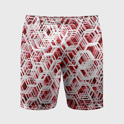Мужские спортивные шорты Хаотичный гексагональный каркас в красном тумане