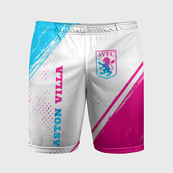 Шорты спортивные мужские Aston Villa neon gradient style вертикально, цвет: 3D-принт