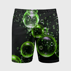 Шорты спортивные мужские Зеленые пузыри на черном, цвет: 3D-принт