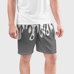 Шорты спортивные мужские Потеки белой краски на сером фоне, цвет: 3D-принт — фото 2