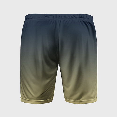 Мужские спортивные шорты Градиент тёмно-синий в оливковый / 3D-принт – фото 2
