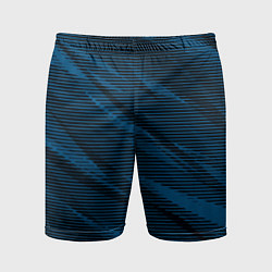 Шорты спортивные мужские Полосатый чёрно-синий, цвет: 3D-принт