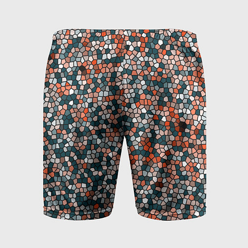 Мужские спортивные шорты Красно-бирюзовый паттерн мелкая мозаика / 3D-принт – фото 2