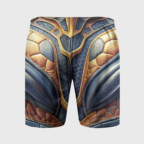 Мужские спортивные шорты Темная кожаная броня с желтой оплеткой / 3D-принт – фото 2