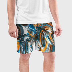 Шорты спортивные мужские Иллюзия смешанных абстрактных красок, цвет: 3D-принт — фото 2