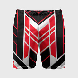 Шорты спортивные мужские Red and white lines on a black background, цвет: 3D-принт