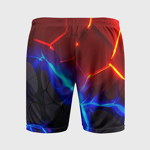Мужские спортивные шорты Неоновые красные плиты с ярким светом / 3D-принт – фото 2