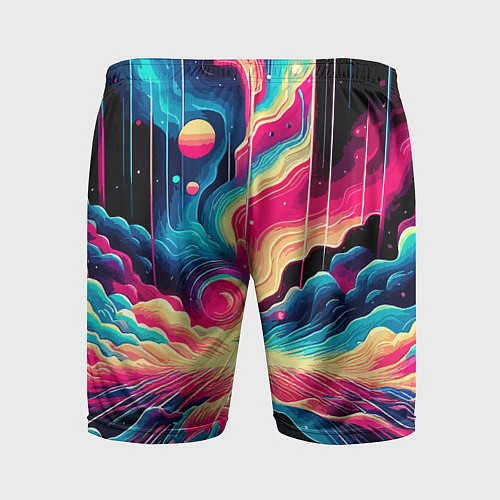 Мужские спортивные шорты Neon space fantasy - ai art / 3D-принт – фото 2