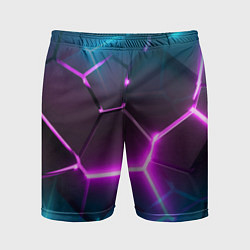 Мужские спортивные шорты Голубые и розовые неоновые плиты в разломе
